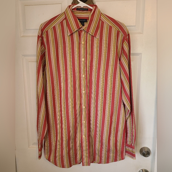 Gant Men's Classic Long Sleeve Dress Shirt, Size: Medium Color: Stripes - Picture 2 of 12